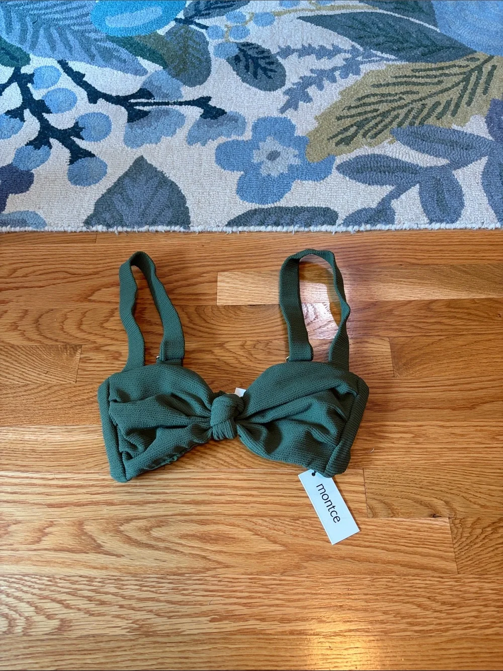 Montce Olive Micro Scrunch Hayden Bikini Top Size M NWT